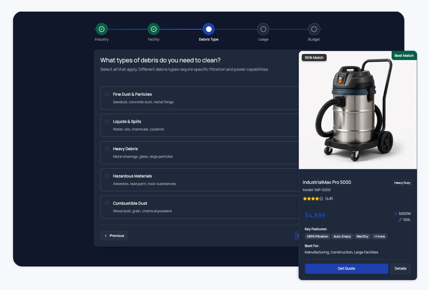 Product selector